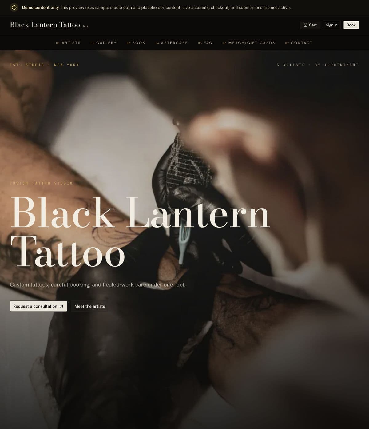 Tattoo Shop Websites screenshot 1