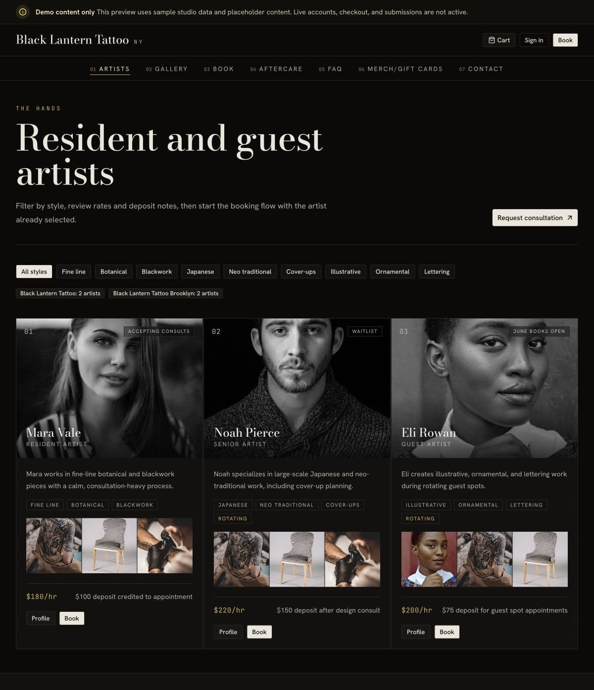 Tattoo Shop Websites screenshot 2